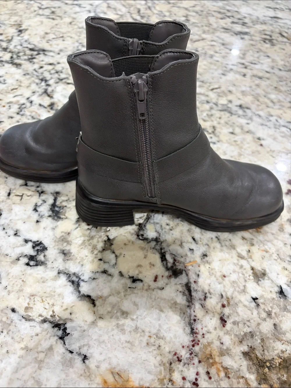 Steve Madden Sz1 Kids Gray Leather Ankle Boots